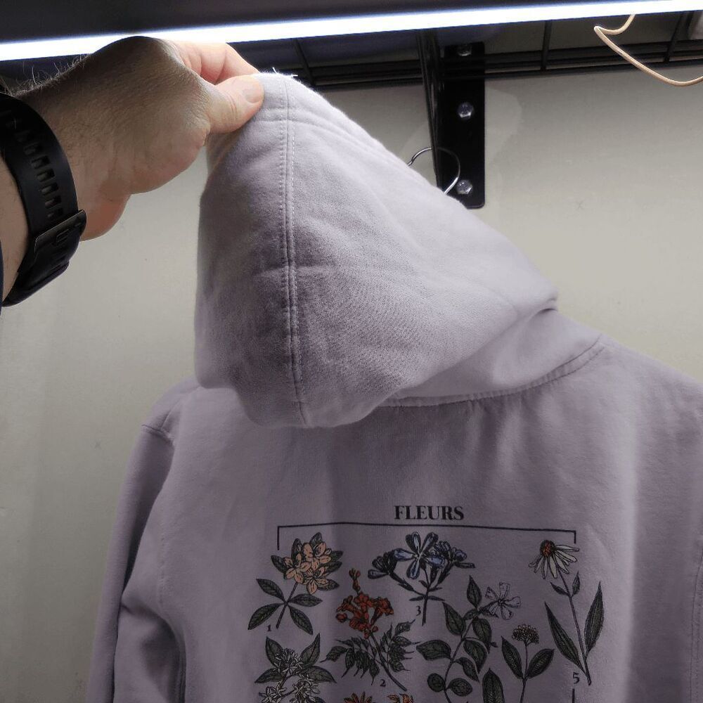 BSR by Samii Ryan‎ Womens Small Hoodie Pullover Politics Fleurs Flowers Lavender - Picture 4 of 8